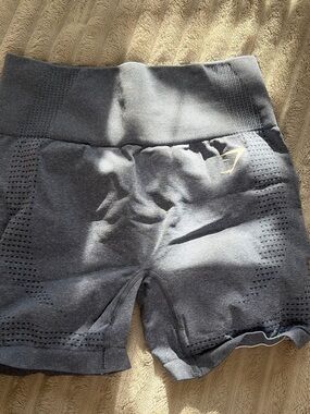 Gymshark Women's Seamless High-Waist Charcoal Bike Shorts with Subtle Logo